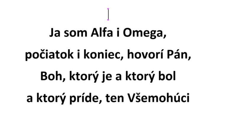 Na obrázku je citát z Biblie zo Zjavenia Jána 1:8